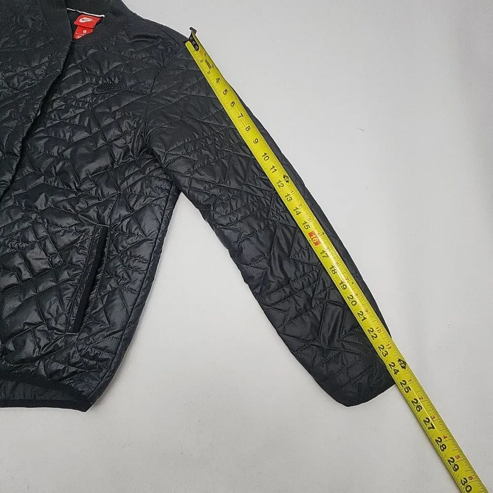 Nike Jacket Primaloft Quilted Black Snap Women Sz Large Lightweight Polyester